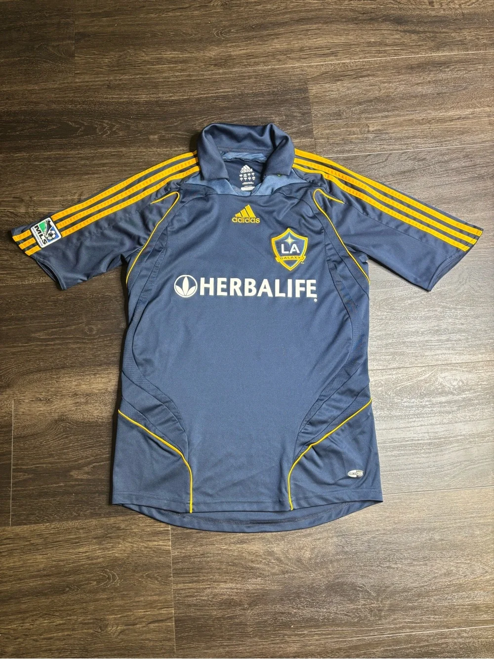 2008 LA Galaxy Herbalife MLS Embroider AWAY Soccer Jersey Small Shirt ADIDAS